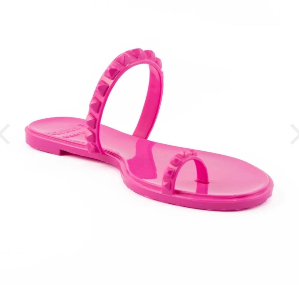 Carmen Sol Girls' Hot Pink Studded Jelly Toe-Ring Sandals